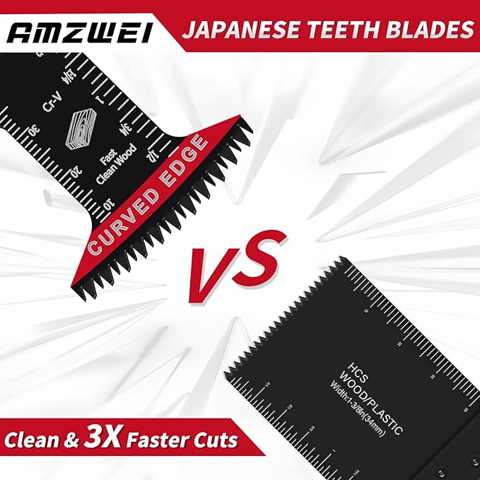 16PCS Japanese Teeth Oscillating Tool Blade, CRV Extra Long Multi Tool Blade Kits for Wood Clean Cutting, Universal Oscillating Saw Blades Fit Dewalt Bosch Milwaukee Ryobi