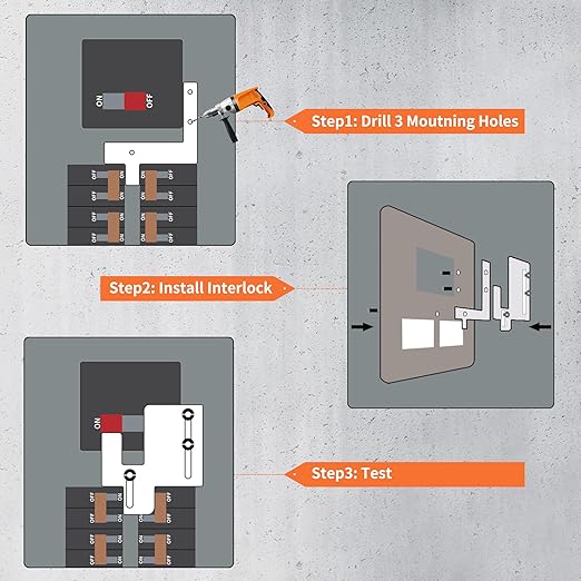 Generator Interlock Kit Fit for Eaton Cutler Hammer BR and CH Series Breaker 150 or 200 Amp Panels 1 1/4-1 7/16" Space Between Main and Generator Breaker