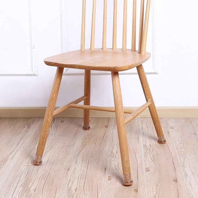 Ezprotekt 24 Pcs Clear Chair Leg Floor Protectors for Hardwood Floors, Floor Protectors for Chairs, Felt Furniture Pads Covers, Chair Leg Socks Bar Stool Leg Floor Protectors Caps (M Fit: 0.87"-1")