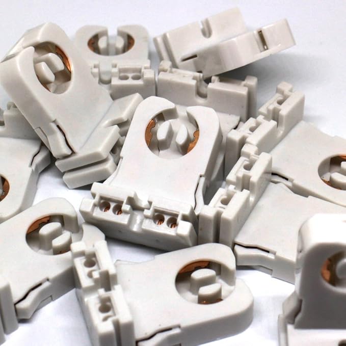 T8 LED Fluorescent Tube Lamp Holder Tombstone, Non-shunted Turn-Type G13 Base, Medium Bi-Pin Socket, for LED Fluorescent Tube Replacements Turn-Type Lampholder Pack of 20