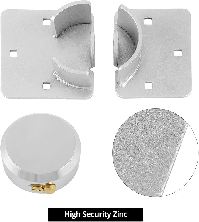 QWORK 2 Pack Hidden Shackle Padlock Keyed Alike,Heavy Duty Hasp 73MM Van Door Padlock for Trucks, Gates, Vans, Vending Machines - with 2 Keys and Hasp