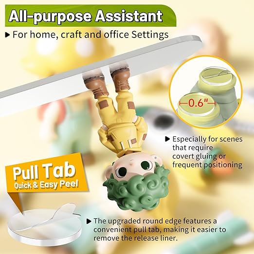 Upgraded 360Pcs Double Sided Tape Sticky Dots with Pull Tab, Removable Adhesive Mounting Putty No Trace Dots, 0.6" Clear Sticky Tack for Museum Picture Crafts & DIY