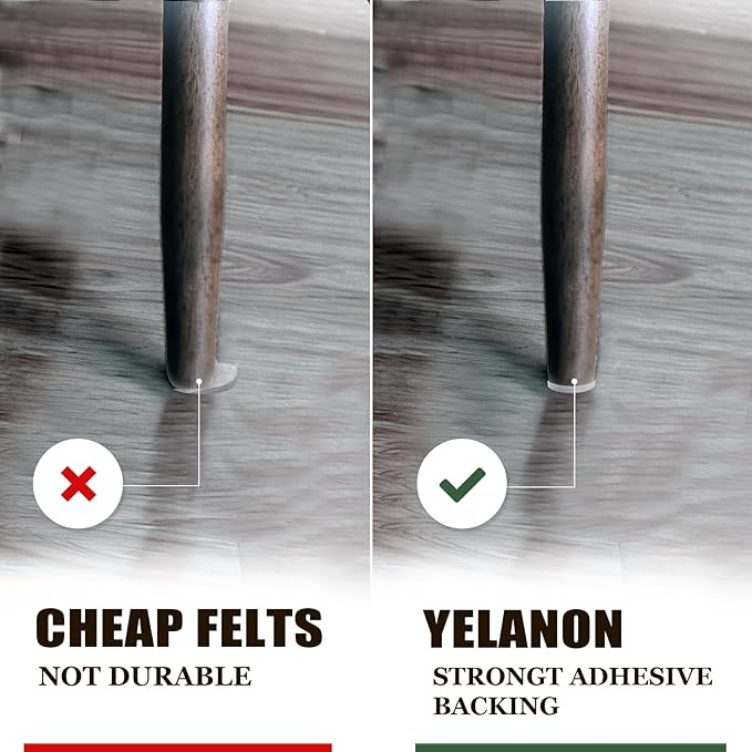 Yelanon Felt Furniture Pads -182 Pcs Premium Felt Pads for Chair Legs Furniture, Floor Protectors for Hardwood Floors,Black & Beige