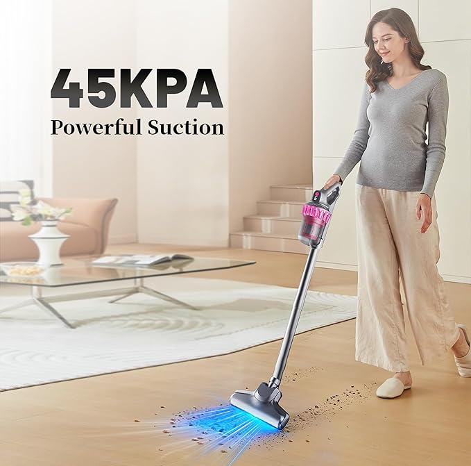 PATO Cordless Vacuum Cleaner,Stick Vac with LED Screen,4 in 1 Mattress Vacuum, 1500mah Battery, Strong Suction,Suitable for Bed, car, Sofa, Carpet, pet Hair,Hardwood Floor