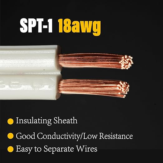 18/2 SPT-1W Bulk Lamp Cord 300-Volt 18-Gauge 50-feet Spool White UL Listed