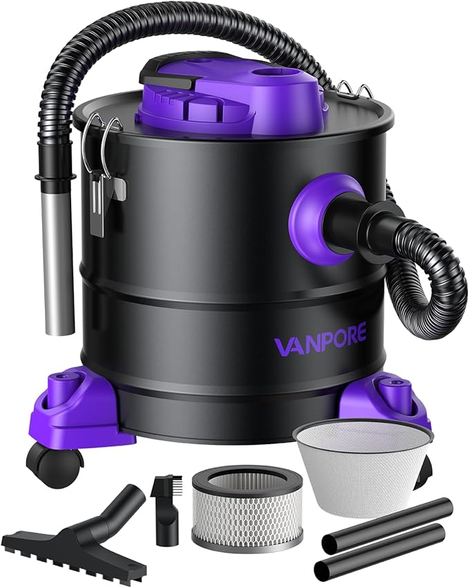 Ash Vacuum for Pellet Stoves: 5.2 Gallon Fireplace Ash Vac with 1200w Powerful Suction & Wheeled Base - Ash Vacuum Cleaner for Fireplaces, Pellet Grill, Wood Stove, Fire Pits