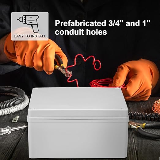 Kanayu Conduit Box Electrical 8'' x 8'' x 4'' Junction Box Plastic Dustproof Waterproof IP65 Gray White Protect Conduits and Fittings Universal Electrical Project Enclosure for Outdoor