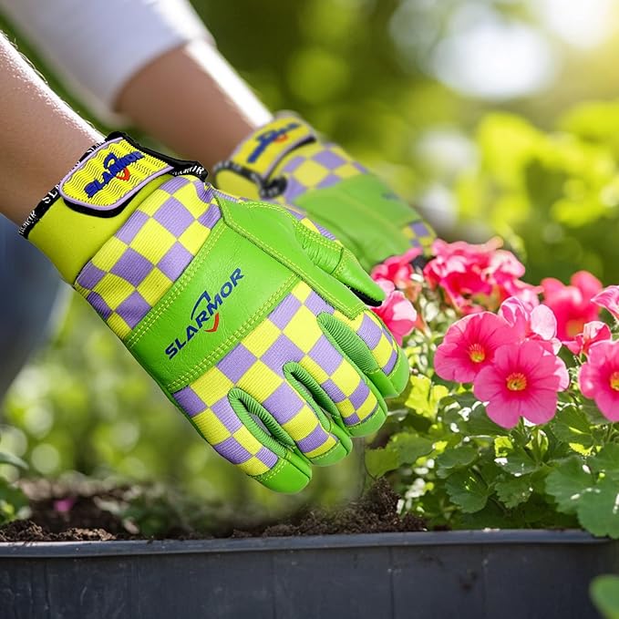 Leather-Gardening-Gloves for Women,Thorn-Proof Work-Gloves for Weeding,Digging,Planting,Pruning Yard garden Gloves