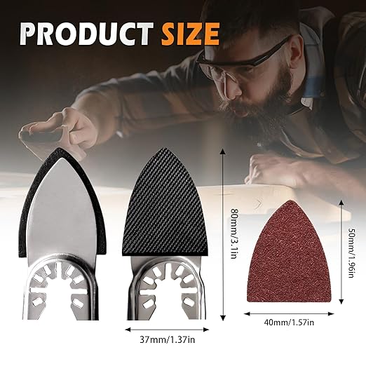 156pcs Finger Sanding Kit - 150 Papers & 6 Pads, 60-240 Grit for Multi-Tools, Wood/Metal/Plastic, Hook & Loop Backing