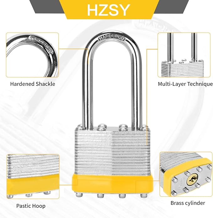 Padlocks Keyed Alike, Pack of 60, Laminated Steel Keyed Lock (1-9/16", 40mm), Padlocks with Same Key, Long Shackle, for Toolbox, Locker & StorageUnit or More