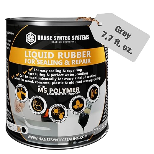 HSS Liquid Rubber Grey 7.7oz – MS Polymer Sealant for Roof, Cracks, Walls & Any Repairs, Solvent-Free, Flexible Liquid Membrane