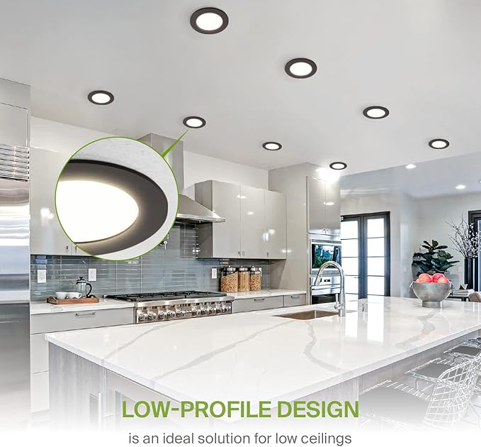 ASD 6 Pack LED Recessed Lighting 4 Inch 12W, 5 CCT 2700K-5000K CRI90+, IC Rated Ultra Thin Dimmable Ceiling Lights with J Box, Canless Wafer Downlight, Round Slim Panel Light, UL Listed, Bronze