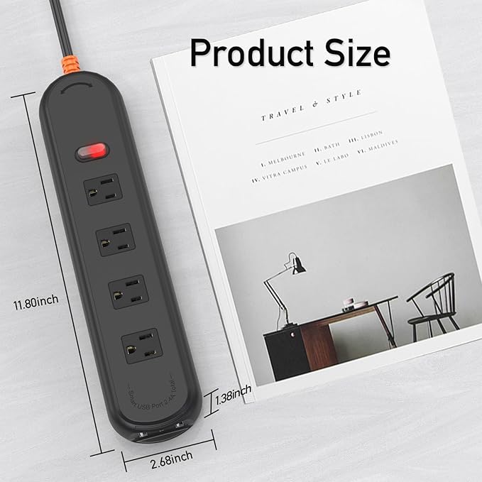 Outdoor Power Strip Weatherproof, KPQ IPX6 Waterproof Surge Protector with 4 Wide Outlets, 2 USB A & 1 USB C, 10FT Heavy Duty Extension Cord for Home, Office, Dorm, Patio, FCC UL Listed