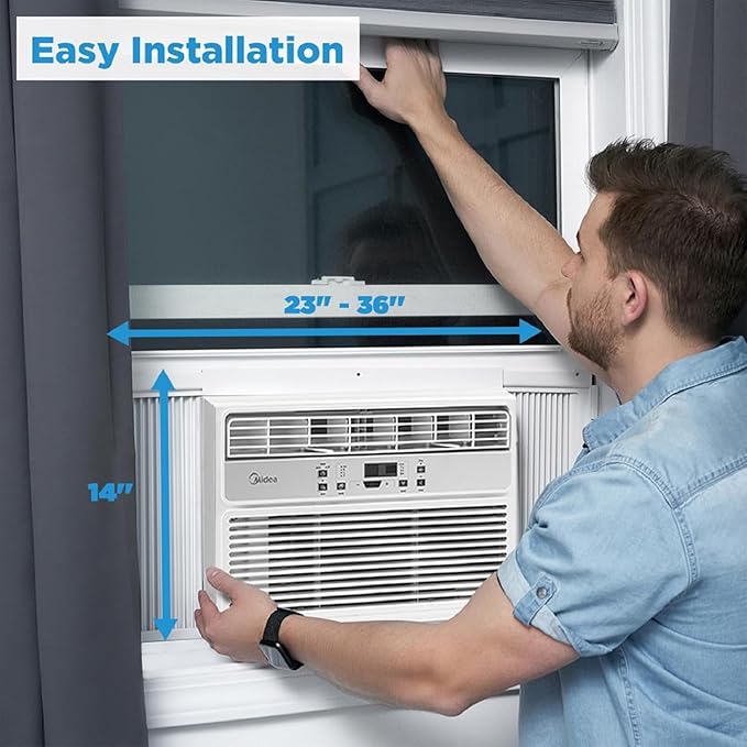 Midea 12,000 BTU EasyCool Window Air Conditioner, Dehumidifier and Fan - Cool, Circulate and Dehumidify up to 550 Sq. Ft., Reusable Filter, Remote Control