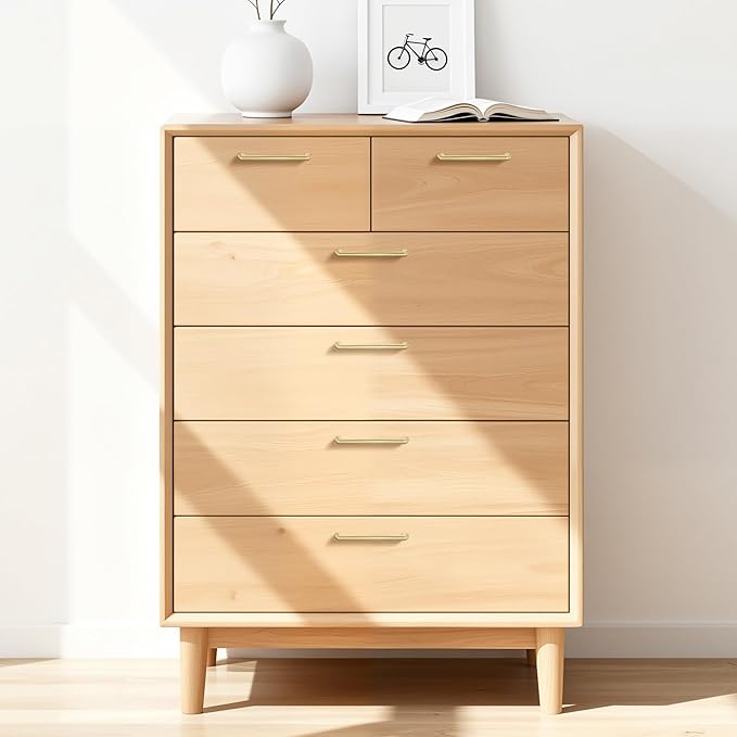 5 Pack 5 Inch(128mm) Hole Center Modern Brushed Gold Cabinet Pull Handle Timeless Vanity Drawer Pull Handle Classic Cabinet Hardware for Kitchen Dresser Bathroom, Screws Included, B-Gold(5x5)