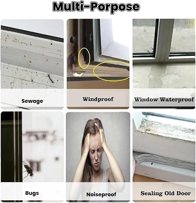 Window Weather Sealing Tape 2 Inch x 33 FT Weather Stripping Residue-Free Clear Window Draft Isolation Sealing Film Caulk Tape for Doors and Shower Glass Gaps Bathroom