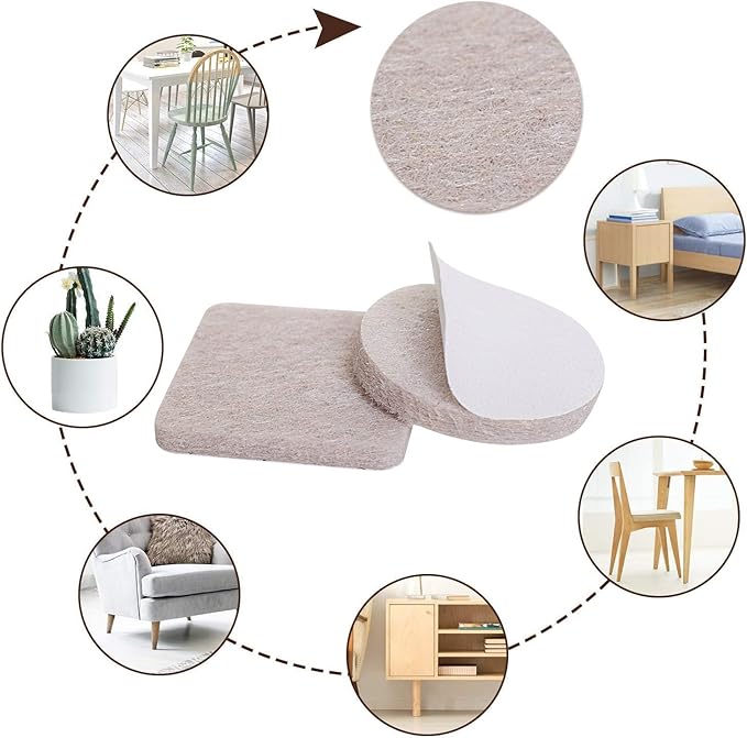 Yelanon Felt Furniture Pads for Hardwood Floors -24 Pcs 2.5" Premium Felt Pads for Chair Legs, Floor Protectors for Furniture, Beige