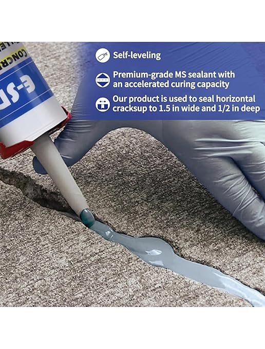 Cement Crack Filler Outdoor Waterproof Concrete Repair Sealant, Polyurethane Adhesive Sealant Self-Leveling Driveway Crack Filler Crack Flexible Concrete Patch Gray 10.5 fl. oz (3 Pack)