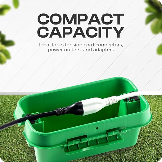 SOCKiTBOX – The Original Weatherproof Connection Box – Indoor & Outdoor Electrical Power Cord Enclosure for Timers, Extension Cables, Holiday Lights, Power Tools, Fountains & More – Size Small – Green