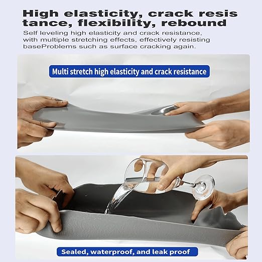 Concrete Crack Filler and Sealant, Quick Drying High Elasticity Cement Crack Filler, Waterproof Repair, Self-Leveling Concrete Slab Repair for Driveway, Patio (Gray, 35.27 OZ)