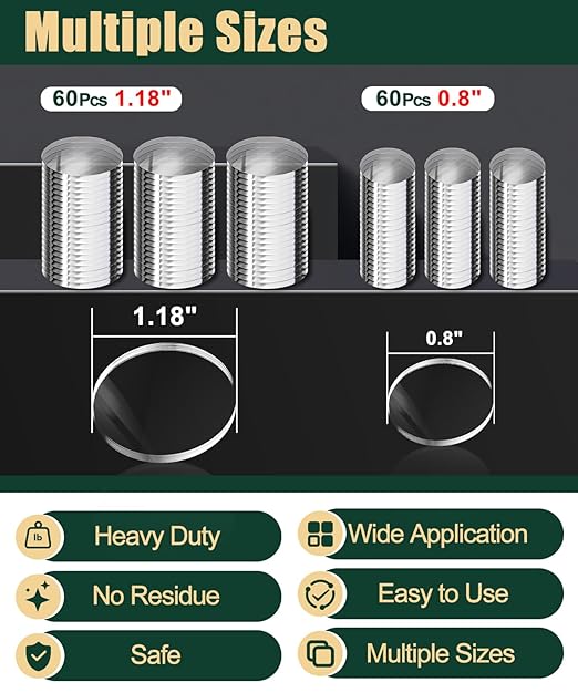 0.8 "&1.18" Glue Clear Dots Double Sided Removable, Mounting Putty for Walls No Damage, Poster Sticky Tack for Hanging Pictures, Dashboard Accessories, Home Crafts, 120 Pcs