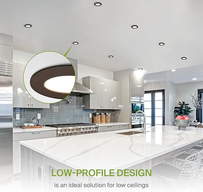 ASD 6 Pack 3 Inch LED Recessed Light 6W, 5 CCT 2700K-5000K CRI90+, IC Rated Ultra Thin Dimmable Ceiling Lights with J Box, Canless Wafer Downlight, Round Slim Panel Lighting, Energy Star ETL, Bronze