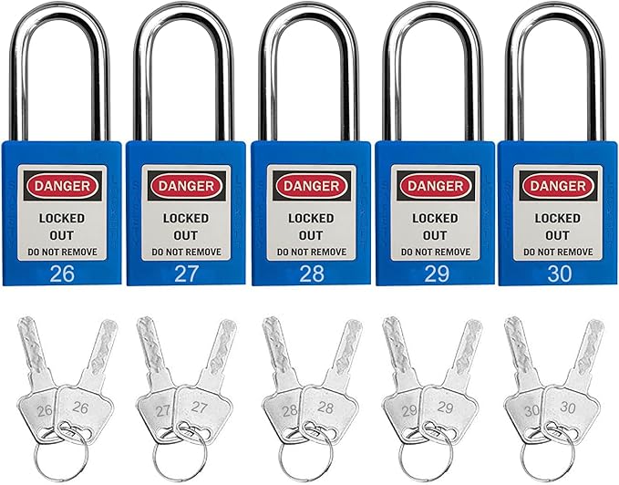 SAFBY Lockout Tagout Locks, Safety Padlock, Keyed Differently Loto Safety Padlocks for Lock Out Tag Out Kits Station (Blue 21-30)