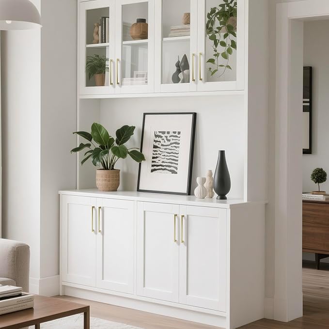 10 Pack 6.3 Inch(160mm) Hole Center Brushed Gold Modern Cabinet Pulls Kitchen Cabinet Handles Kitchen Cabinet Hardware Timeless Drawer Pulls for Dresser Cupboard Wardrobe, B-Gold(6.3x10)