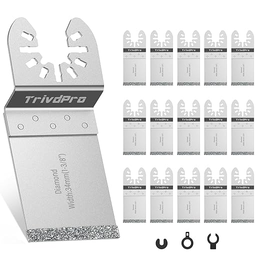 15pcs Grout Remover Tool Carbide Oscillating Multi Tool Blades Diamond Grout Removal Blade Tools for Tile, Concrete, Masonry, Cleaning Mortar