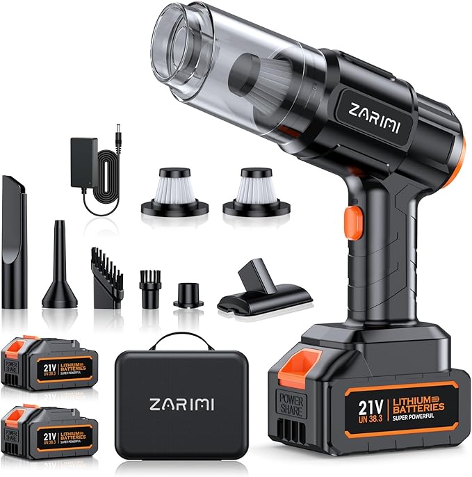 Car Vacuum Portable Cordless, 50000Pa High Power Rechargeable Dust Buster with 2 Batteries & Charger, 6-in-1 Handheld Vacuum Cleaners for Home, Car, Pet Hair, Keyboard, Black