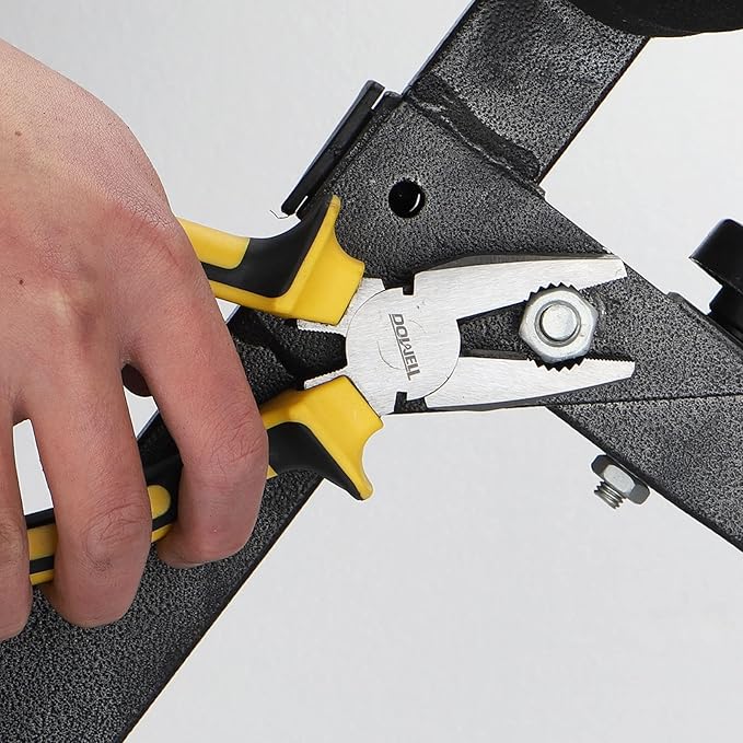 DOWELL Lineman's Pliers - 8 Inch Combination Pliers with Cutter, Nickel Chromium Steel Construction, Professional Handle