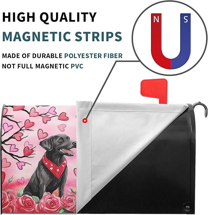 Kawani Valentine's Day Magnetic Mailbox Covers - Pink Rose Heart & Dog Designs, Standard Size 21x18 Inch, Perfect for Anniversary, Wedding, Garden & Yard Decor