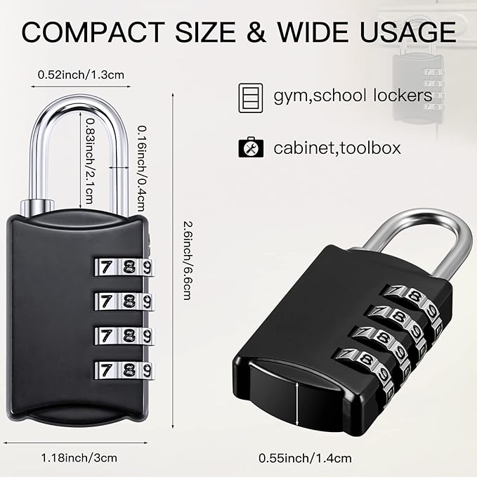 Sadnyy 15 Pcs 4 Digit Combination Locks Combination Padlock Luggage Number Locks Outdoor Waterproof Resettable Padlock for Door Traveling School Gym Locker Suitcases Employee Hasp Storage