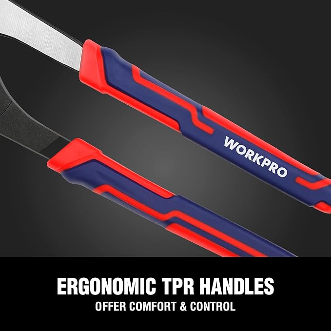 WORKPRO 2-Piece Groove Joint Pliers Set, 10 & 8 Inch Adjustable Water Pump Pliers, Straight Jaw Tongue and Groove Pliers