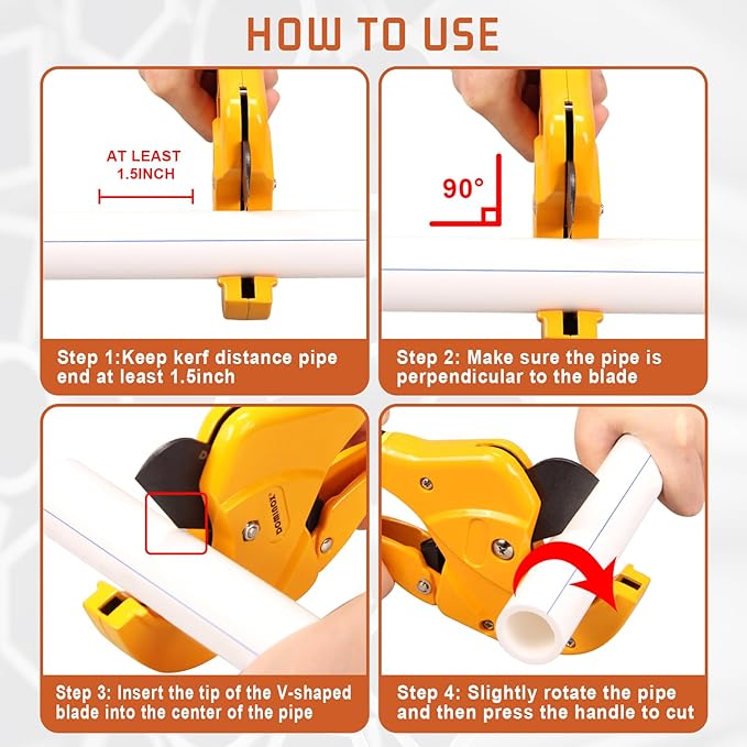 DOMINOX PVC Pipe Cutter, Cuts up to 1-5/8”, Professional Cutting PEX, PVC, and PPR Pipe, Etc, SK5 Blade and Aluminum Alloy Body, One-hand Rapid Cutting Tool for the Pipe