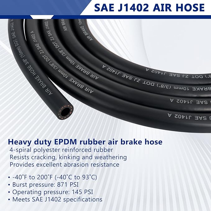 15 FT Air Line Hose Assembly with 1/2" NPT Swivel Fitting Straight Heavy Duty Power Hoses Set Spring Guard Grips DOT Fittings on Both Ends with Glad Hands Set for Semi Truck Trailer Tractor