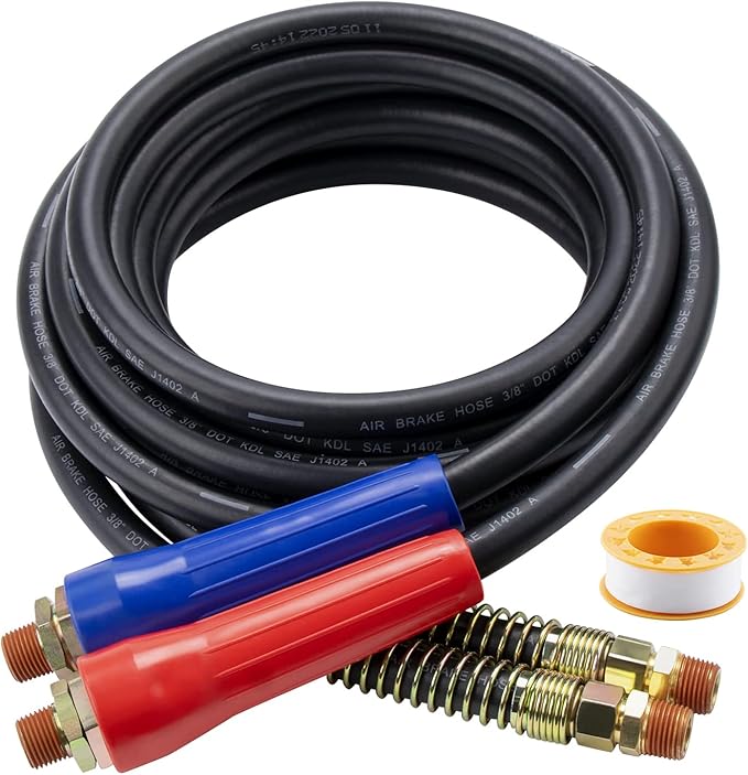 15 FT Air Line Hose Assembly Set Straight Heavy Duty Air Power Hoses for Trailer Truck Tractors Parts