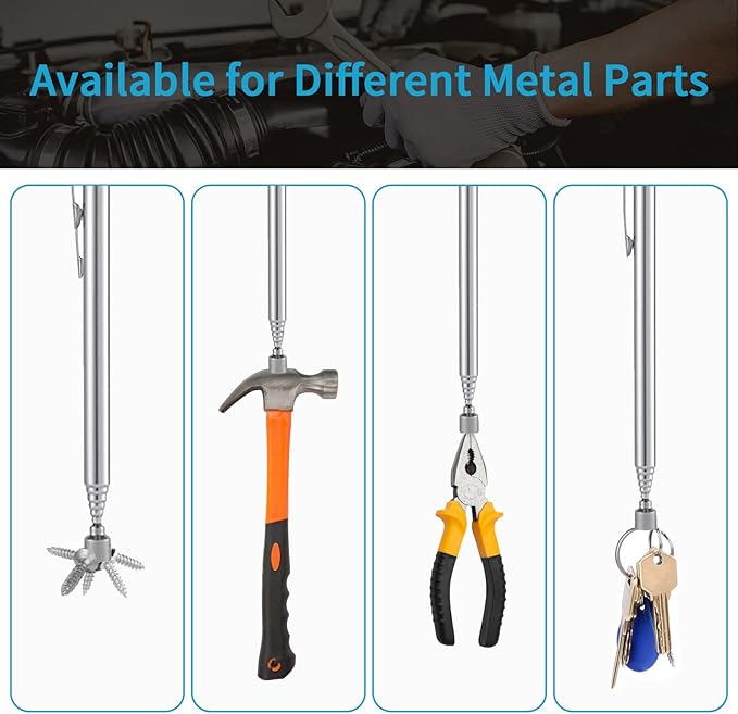 1 Piece 3.5LBs Telescoping Magnetic Pickup Tool, with Pen Clip Design, Magnet Stick Rod Extendable 5.1" to 25.4" for Men, Birthday, Father's Day, Christmas Gift