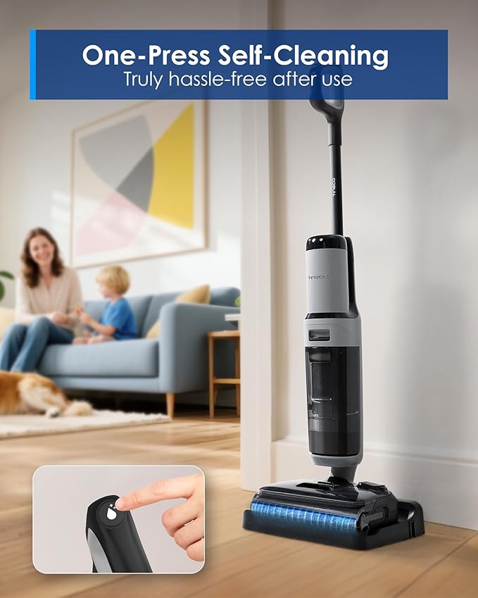 Tineco Floor ONE i5 Stretch Wet Dry Vacuum Cleaner, Vacuum & Mop in One Step, 20kpa Powerful Suction, 180° Lay-Flat Design, Anti-Tangle Design, Dual-Sided Edge Cleaning, Up to 30* Minutes Runtime