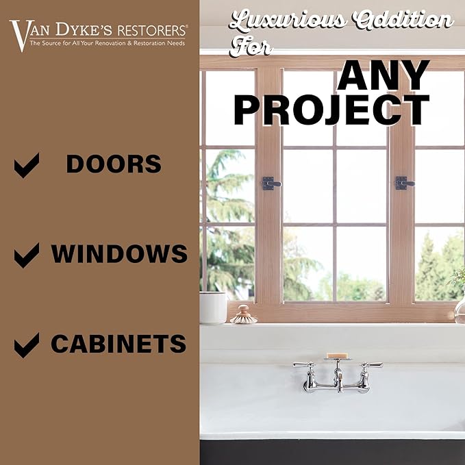 VAN DYKE'S RESTORERS Solid Brass Casement Latch with Lever Handle for Doors and Windows – Antique Brass, Polished Brass, Polished Nickel, or Bronze Finish, Includes Mounting Hardware