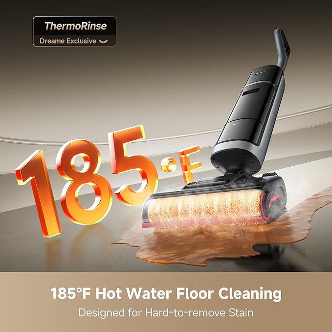DREAME H15 Pro Heat Wet Dry Vacuum Cleaner, 185°F Hot Water Floor Cleaning, Cordless Vacuum Mop with GapFree AI Robotic Arm, 22KPa Suction, 0 Hair Tangle, 212°F Self-Clean, 194°F Hot Air Drying