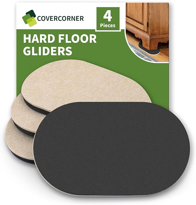Furniture Sliders for Hardwood Floors 4 PCS - 9 1/2 inch Sliders for Moving Furniture – Felt Furniture Pads for Hardwood Floors