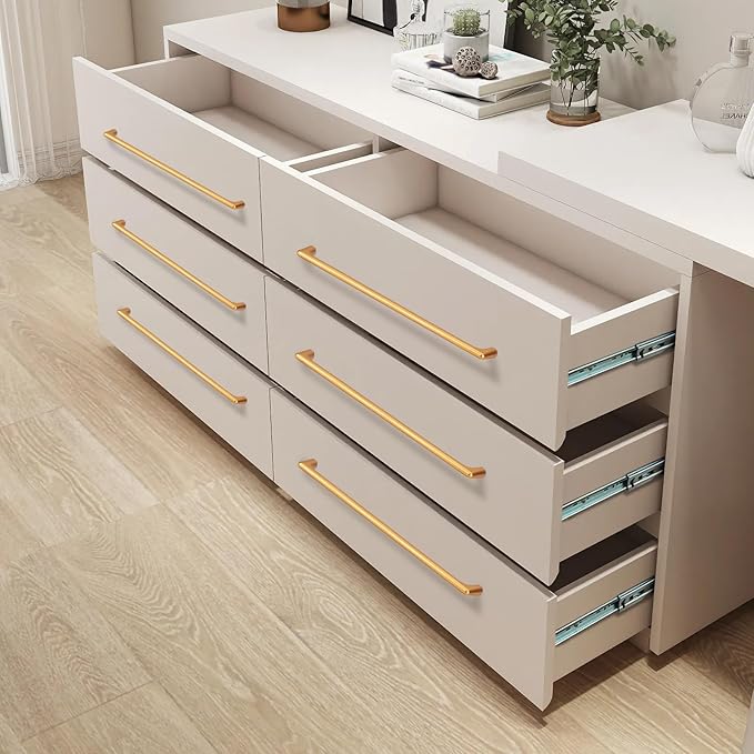 10 Pack 10 Inch(254mm) Hole Center Modern Brushed Champagne Bronze Cabinet Pull Handle Timeless Vanity Drawer Pull Handle Classic Cabinet Hardware for Kitchen Bathroom, Champagne(10x10)