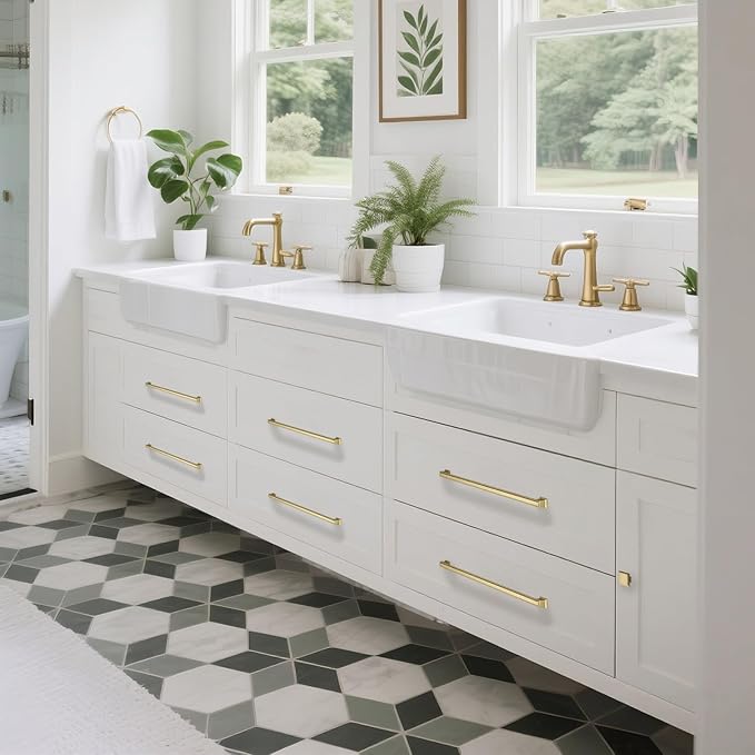 10 Pack 12.6 Inch(320mm) Hole Center Brushed Champagne Bronze Modern Cabinet Pulls Kitchen Cabinet Handles Kitchen Cabinet Hardware Timeless Drawer Pulls for Dresser Wardrobe, Champagne(12.6x10)