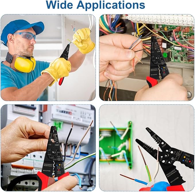Wire Stripper, 3rd Generation Wire CrimpingTool, 8IN Professional Wire Strippers Cutter for Stripping, Cutting, Sharpening, Cable Cutting from 10-22 AWG