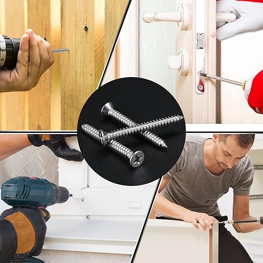 50 PCS #14X2-1/2(2.5 inch) Stainless Steel Phillips Flat Head Wood Screws,Stainless Steel 18-8 A2(304) Screw,Home Screw Kit by QISHENG