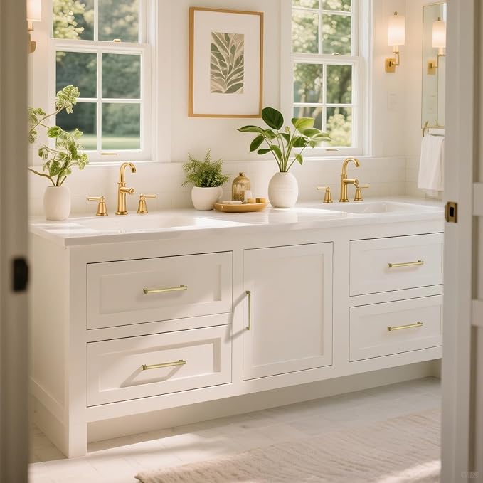 10 Pack 7.5 Inch(192mm) Hole Center Brushed Champagne Bronze Modern Cabinet Pulls Kitchen Cabinet Handles Kitchen Cabinet Hardware Timeless Drawer Pulls for Dresser Wardrobe, Champagne(7.5x10)