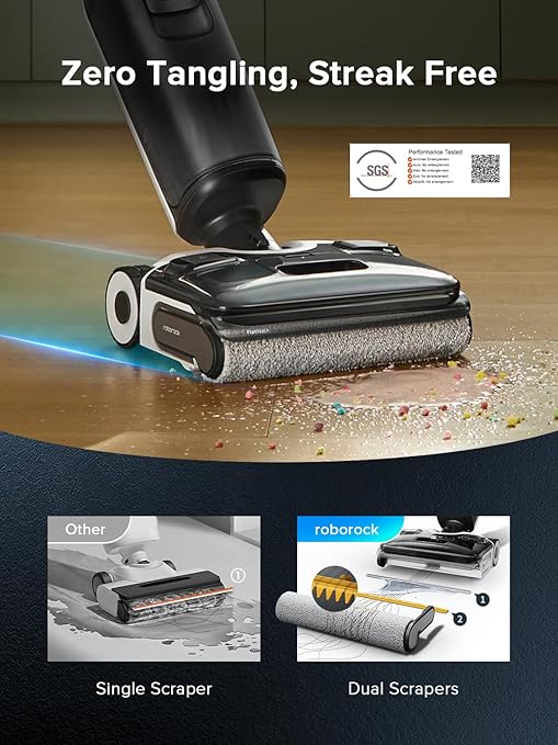 roborock F25 ACE Wet Dry Vacuum Cleaner, Cordless Vacuum Mop All in One for Hard Floor, 20000Pa Hardwood Floor Cleaner with Zero Tangle, 194°F Hot Air Flash Drying Electric Mop, 180° Lie Flat, WiFi