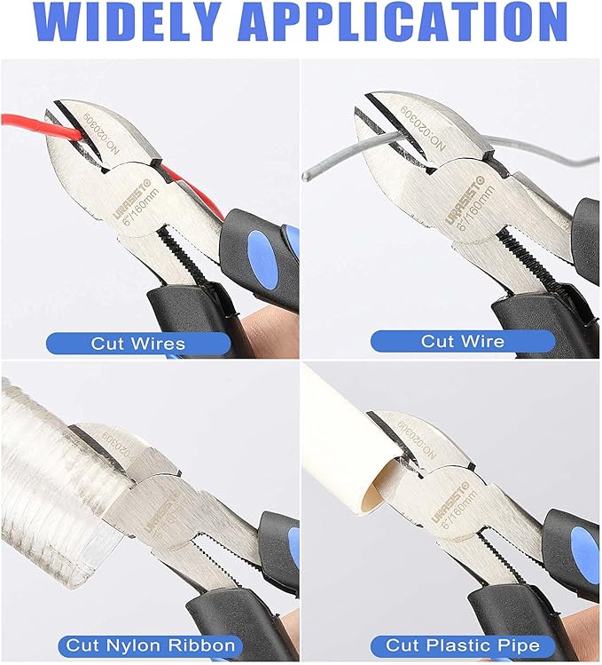 6-Inch Side-Cutting Pliers Diagonal Pliers with heavy Duty Nickel Chromium Steel Construction