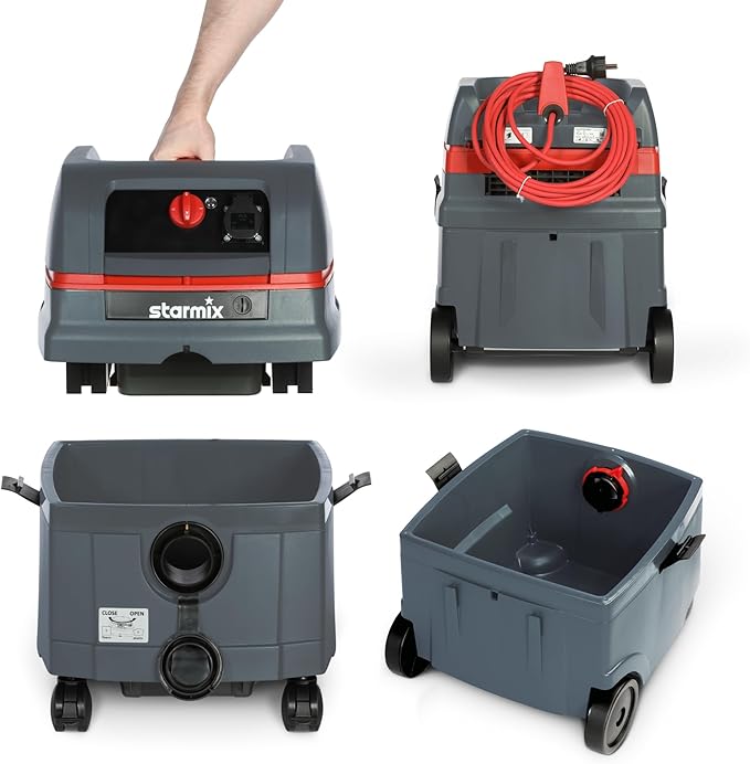 Starmix 1625 "Powerhouse Basic 6.6 Gallons/25L, High Performance Multi-Use Portable Dust Extractor - Wet/Dry - Manual Self-Clean Filter System - HEPA Certified, 103860